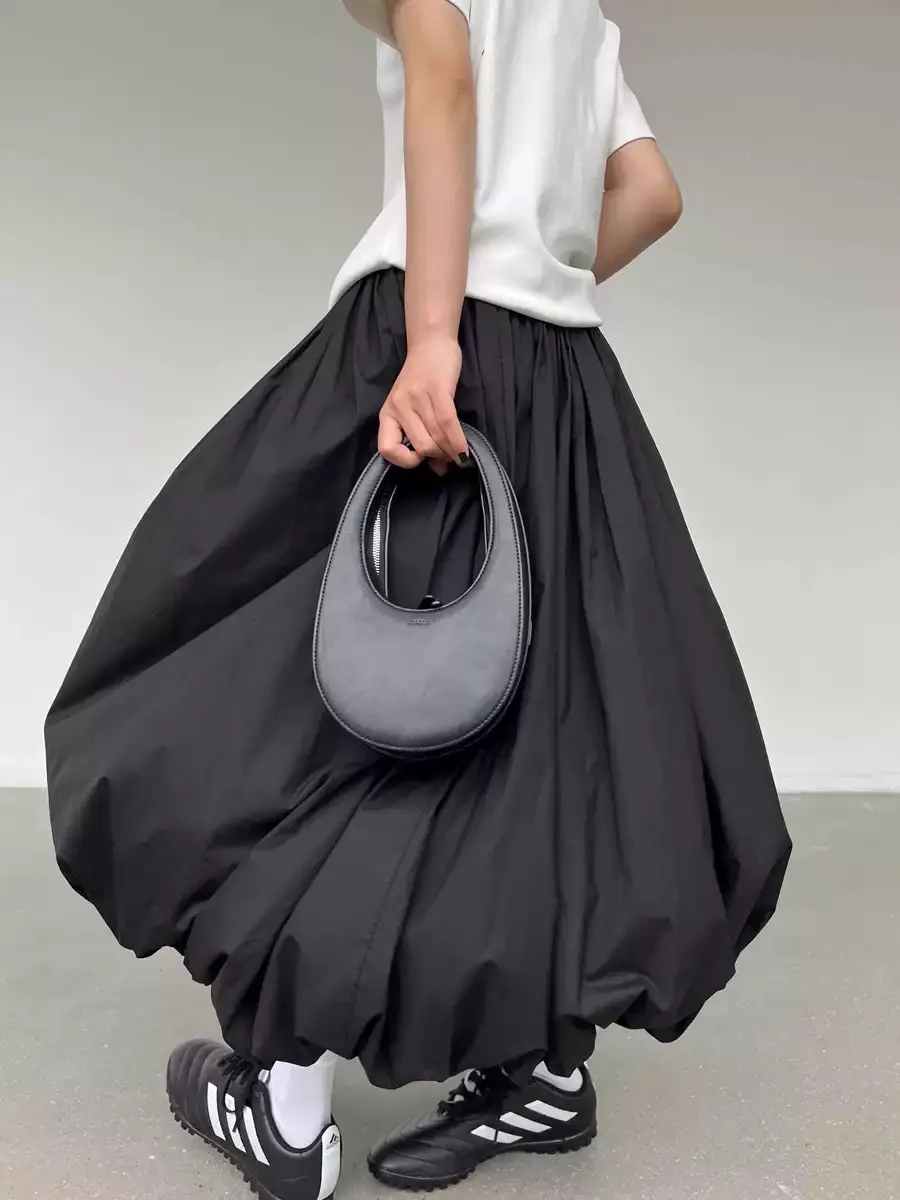 

Creative A-Line Midi Skirt Spring Summer 2025 Pleated Flared Gored Skirt Design Sensation Small ence Pleated Long Skirt