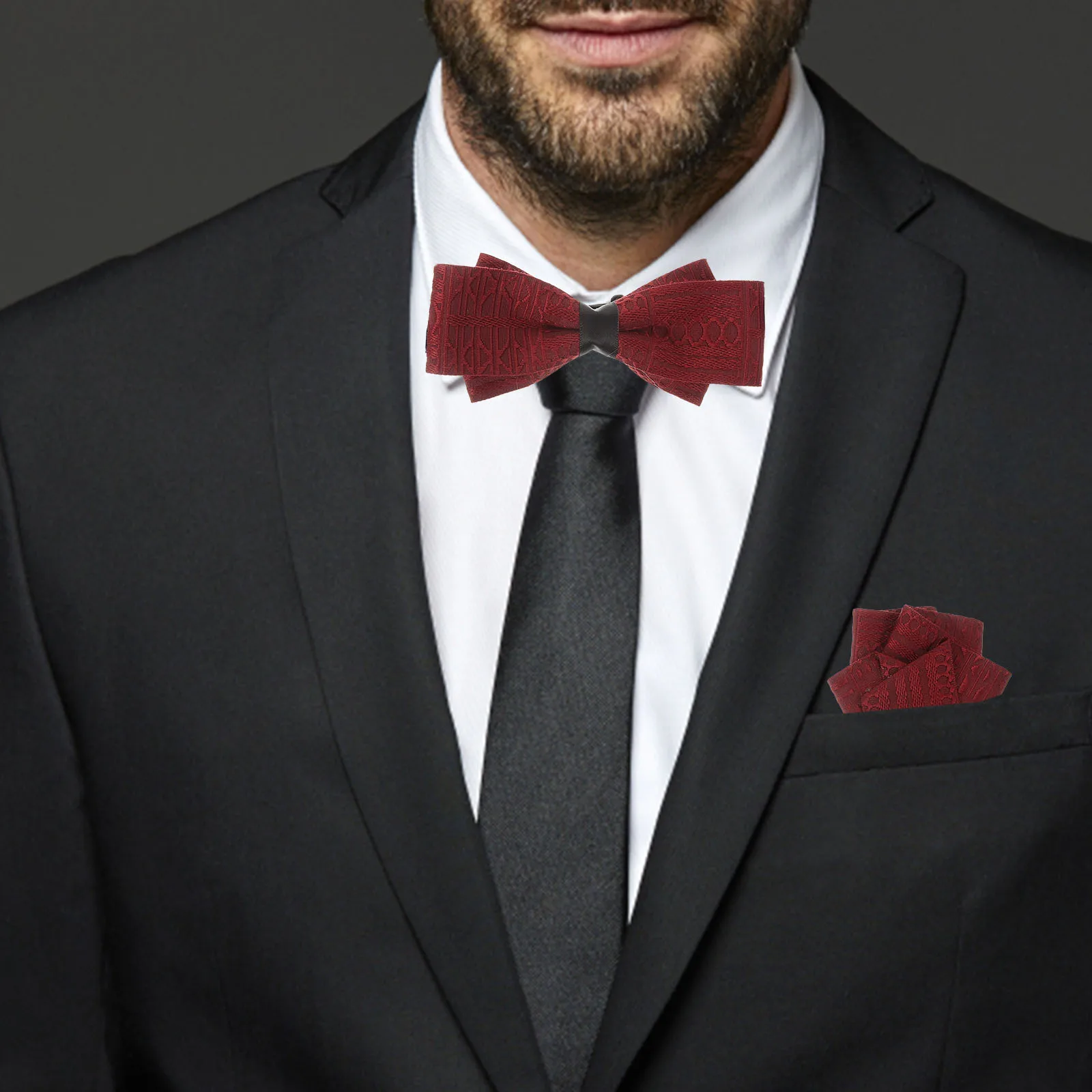 

1Set Men's Suit Accessory Bow Tie Handkerchief Lapel Pin Groom Tuxedo Brooch Wedding Ceremony Decoration Men Tuxedo Brooch