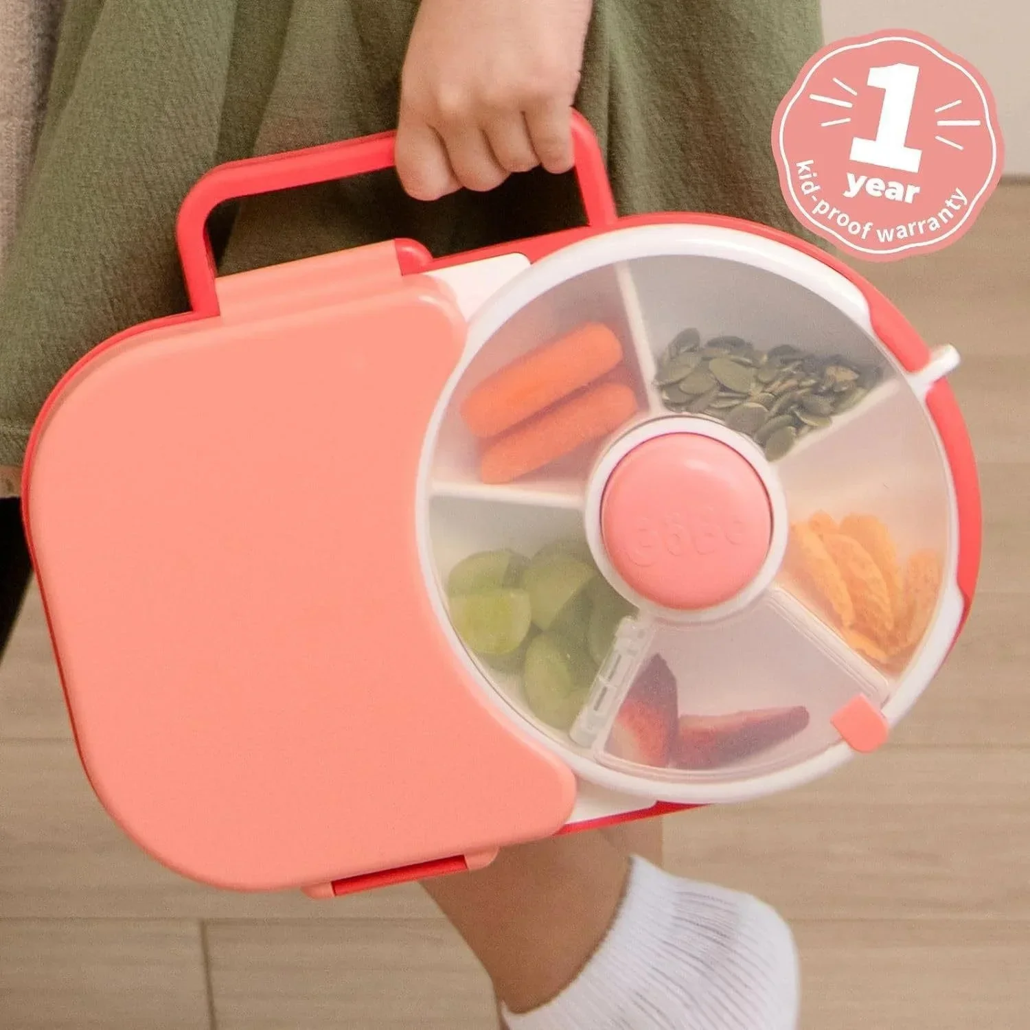 Kids Bento Box Rotating Lunch Boxes Children Rotating Snack Container Kid Snack Spinner Portable Spinning Fruit Plate Snack Box