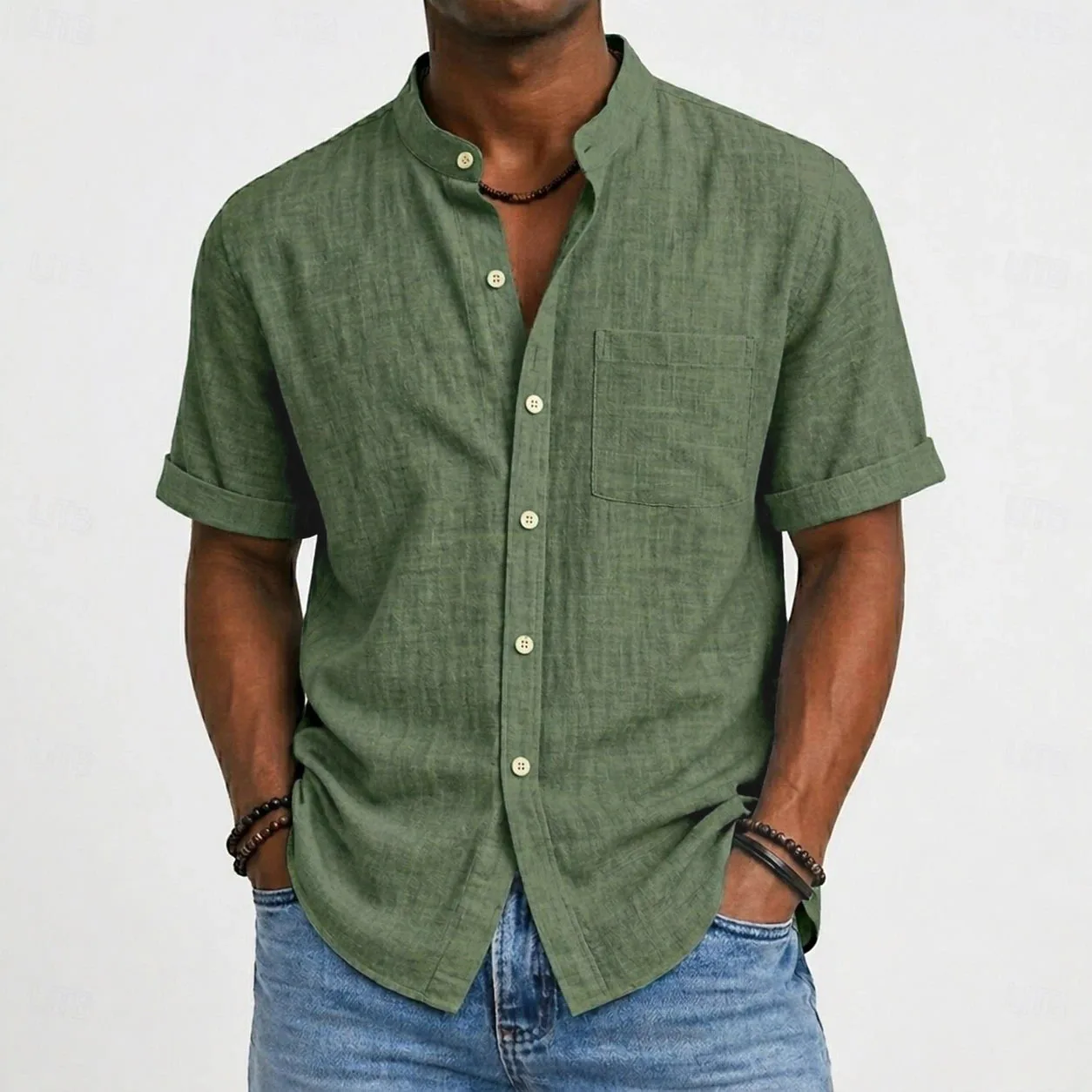 FEGKZLI Men's Fashion Short Sleeve 100% Cotton Linen Shirt Casual Oversized Loose Beach Shirts