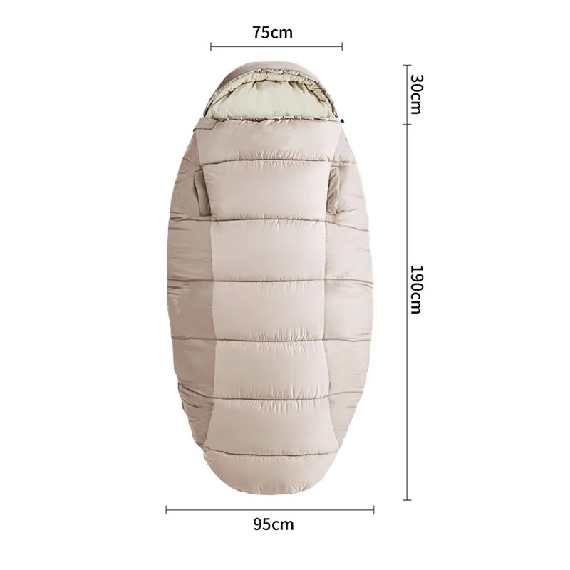 Four Seasons Waterproof Warm Outdoor Camping Travel Splicing Double Machine Washable Down Cotton Sleeping Pancake Sleeping Bag