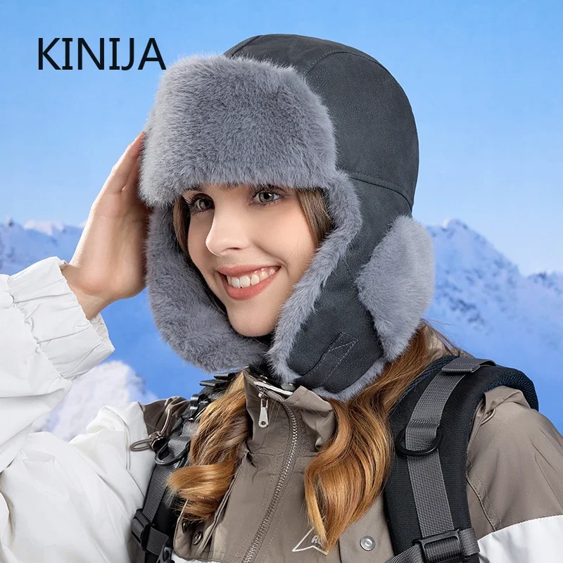 

Russian Hat Men Warm Hats Leifeng Hat Ushanka Caps Winter Hats Women Fur Cap Soft Outdoor Windproof Hat with Earflaps