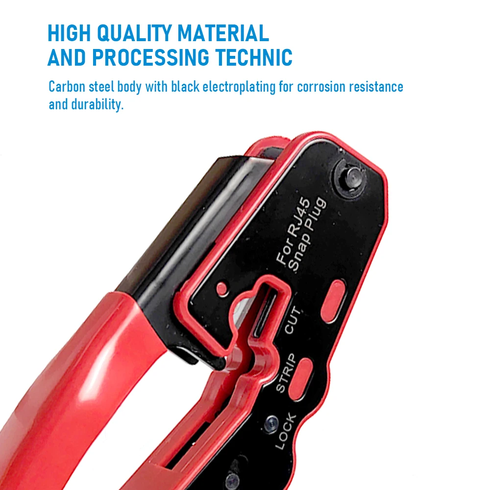 RJ45 Crimp Tool Pass Through Crimper Cutter for Cat6a Cat6 Cat5 8P8C Modular Connector Ethernet All-in-one Wire Tool