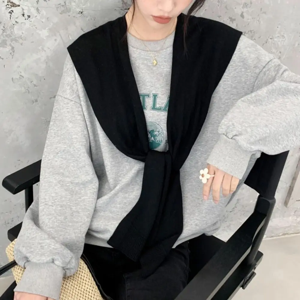 

All-match Blouse Shoulders Knitted Shawl Solid Color Cape Fake Collar Clothes Decoration Scarf Accessories Wool Scarves Women