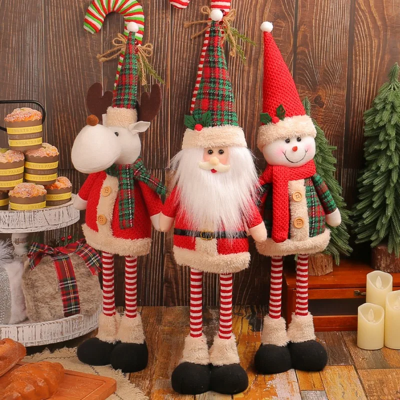 Multiple Christmas Standing Posture Telescopic Dolls Hotel Showcase Christmas Snowman Reindeer Dolls Decorative Ornaments