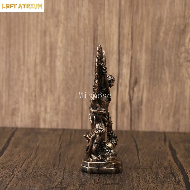 High 13CM High Classical Bronze St. Milecas Angel Statue Decoration Resin Crafts