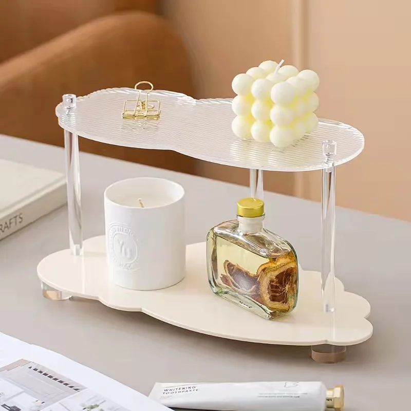 Ins Cloud Acrylic Rack Desktop 2-layer Placed Aromatherapy Cup Cosmetics Perfume Display Rack Storage Rack Desktop Organizer