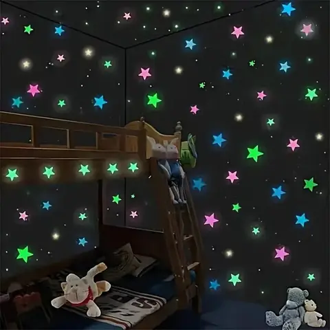 200 Piece Luminous Star Wall Sticker, Easy To Tear and Stick, Suitable for Bedroom, Luminous Party Decoration, Self-adhesive
