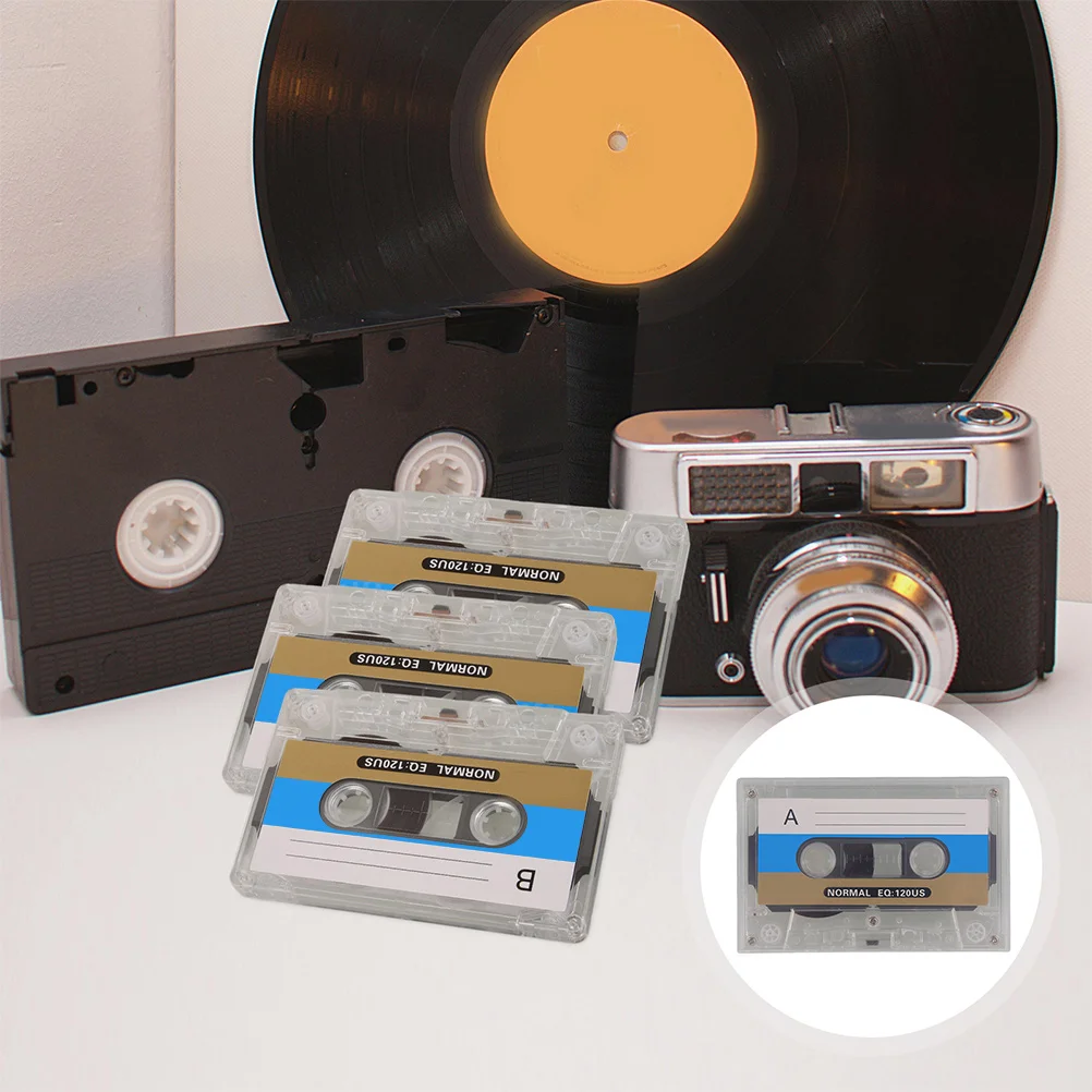 

6 Pcs Audio Tape Cassette Blank Tapes for Recording Adhesive Holder Plastic Tray