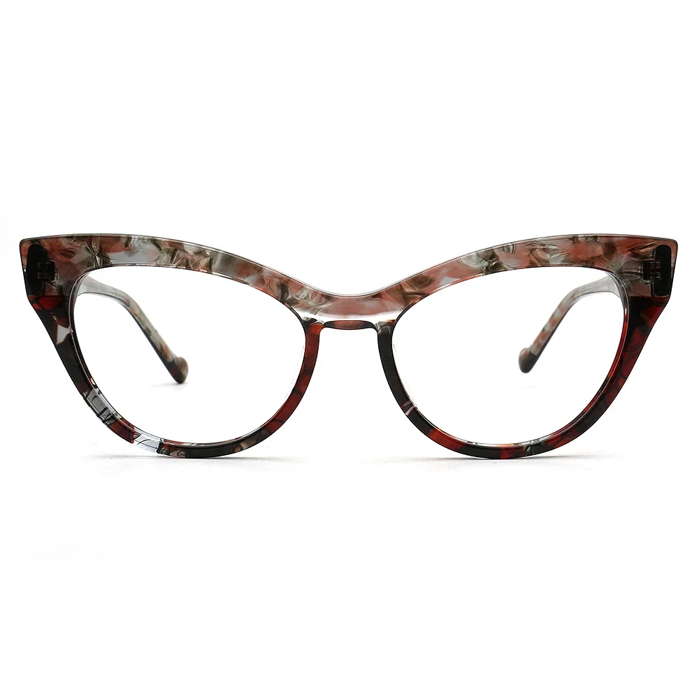 Modern Womens Cat Eye Glasses Frames for Female Optical Eyeglasses Fashion Two Tone Prescription Eyewear Retro Myopia Spectacles