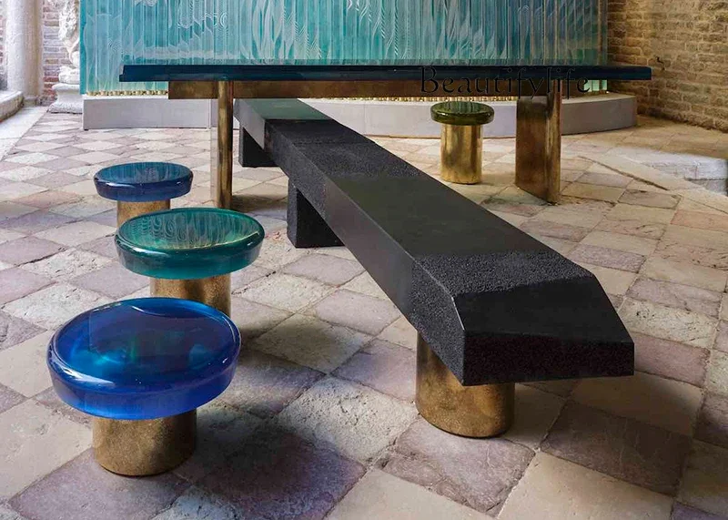NEW Nordic modern creative designer coffee table living room bedroom hotel metal edge table high sense