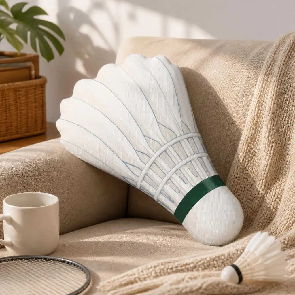 Badminton Shuttlecock Shaped Stuffed Plush Pillow Sports Cushion Decorative Throw Pillow Gift for Players Coaches Home Decor