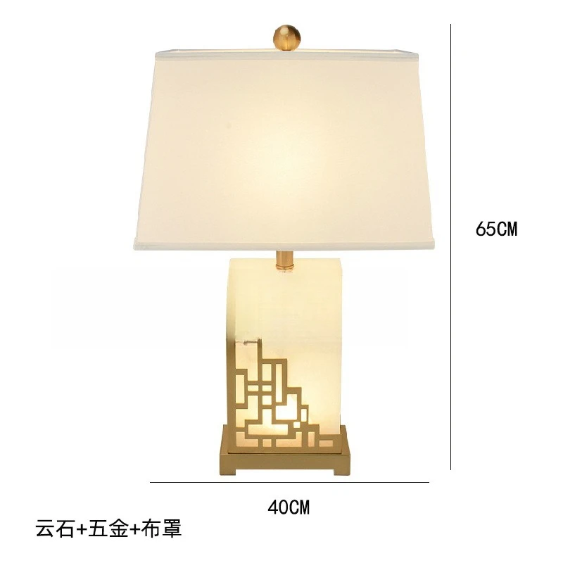 New Chinese marble marble table lamp, light luxury, Nordic modern designer, living room, study, bedroom, hotel bedside lamp
