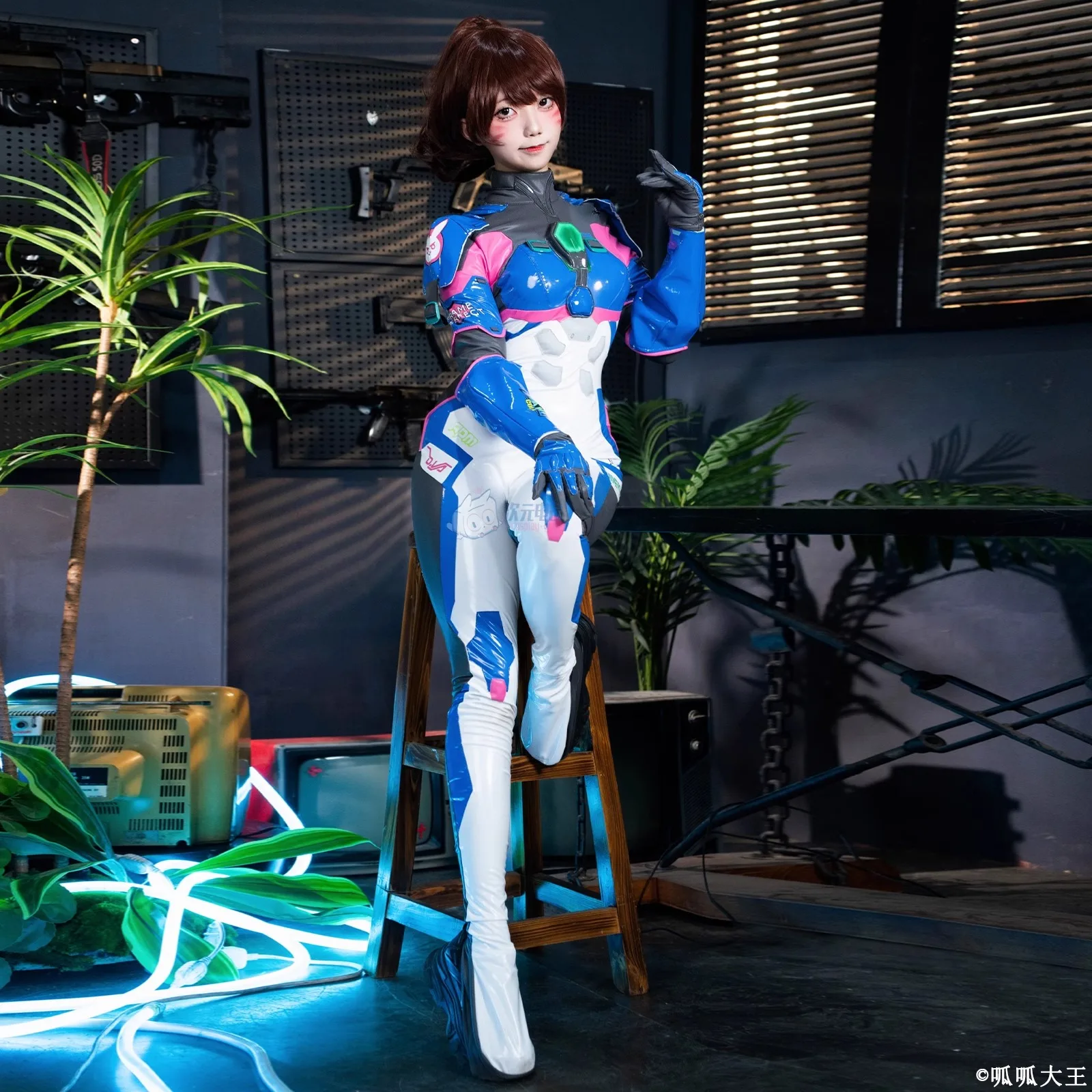 Game Overwatch2 D.va Song Hana Cosplay Costumes Women Sexy Leather Zentai Jumpsuit Gloves Suit Halloween Carnival Party Clothes