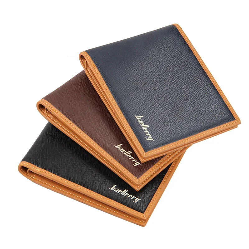 

baellerry Short Men's Leather Wallet Man Credit Card Holder Slim Purse For Male