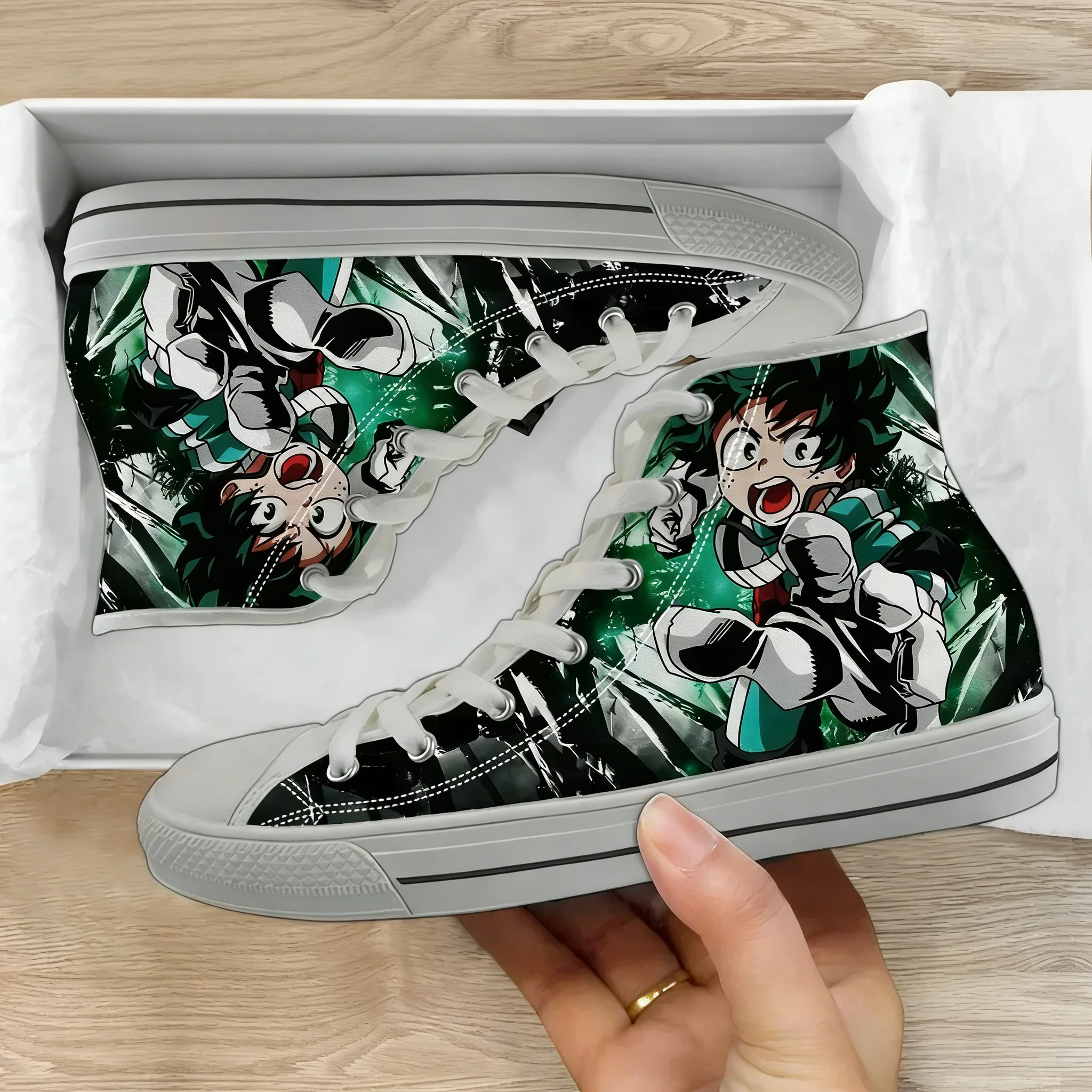 

My Hero Academia Printing Vulcanized Shoes Men Canvas High Top Flats Shoes Anime みどりや いずく Students Boys Casual Shoes