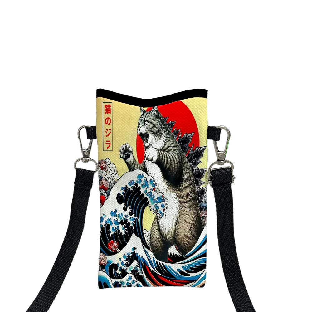 

Catzilla Japanese Art Phone Bag Adjustable and Detachable Strap Designed Exclusively for Women Bag Convertible Shoulder Bag7.2