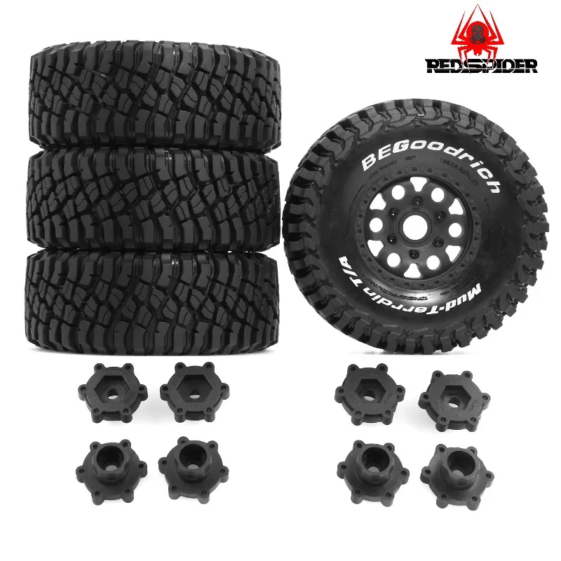 4Pcs 126mm 12mm/14mm Coupling RC car Tires Wheel For 1/7 ARrMA 1/8 Mojave4sTRAXXAS Short Trucks BAJA  ESC8 Upgrade Part