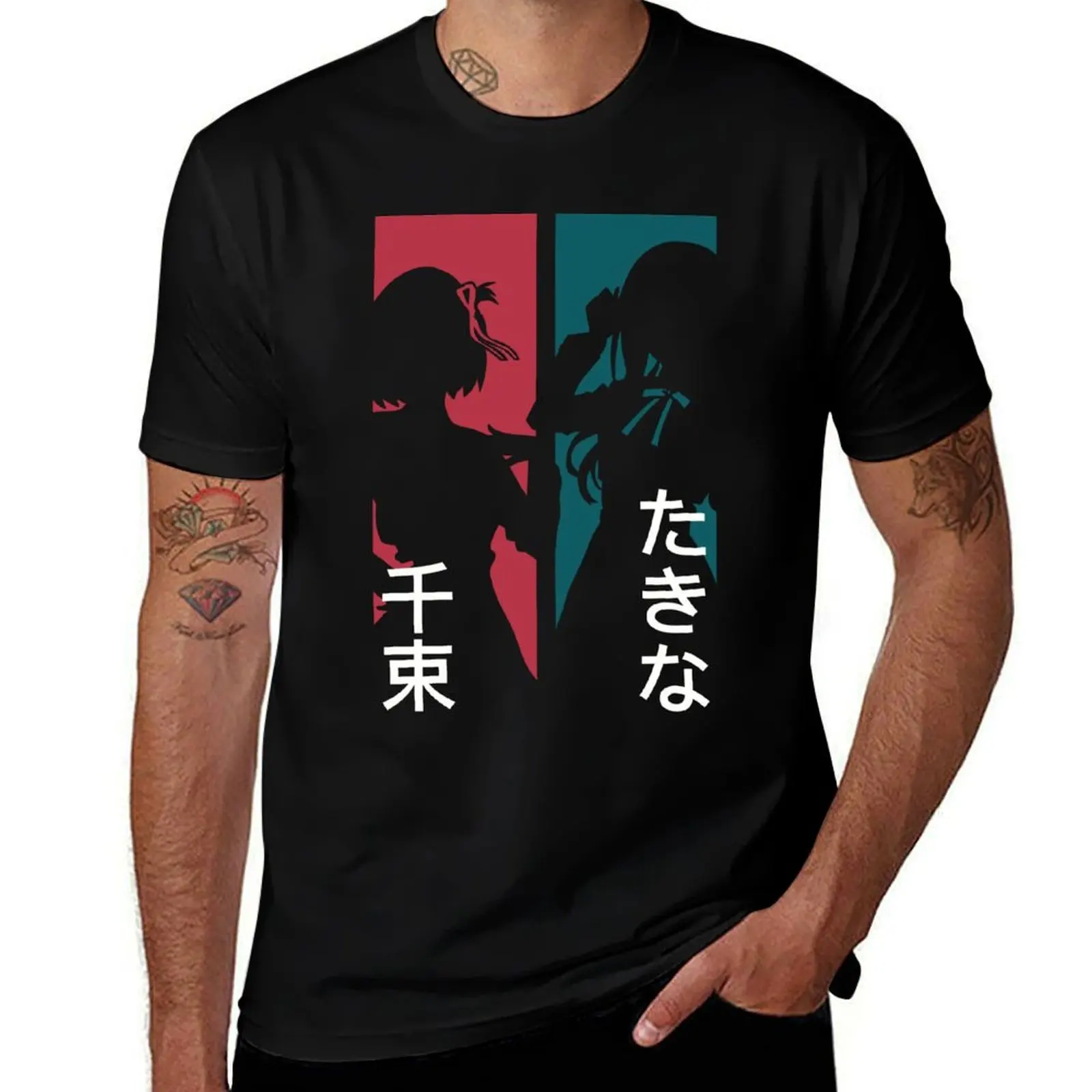 Lycoris recoil Chisato nishikigi and Takina inoue Transparent anime characters silhouette design with Kanji T-Shirt