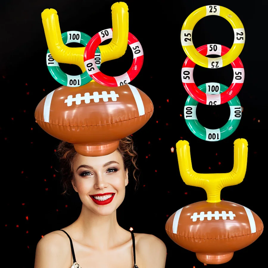 複数のプレイスタイルのインフレータブルラグビーフープデザインゲーム PVC 素材フープビーチ休暇ゲーム小道具とお土産