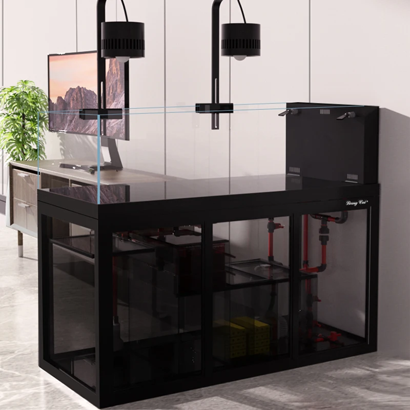 

Gallon Aquarium Rectangle Square Glass Fish Tank Wooden Accessories For Home Office Elegant Marine Style Easy Living