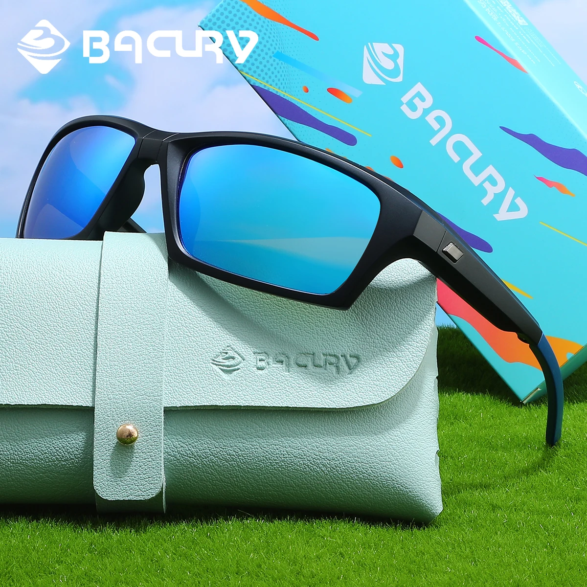 BACURY 1PCS 트렌디한 캐주얼 여성용 편광 선글라스, 편리하고 실용적인 남성용 안경 운전용 접이식 프레임 포함