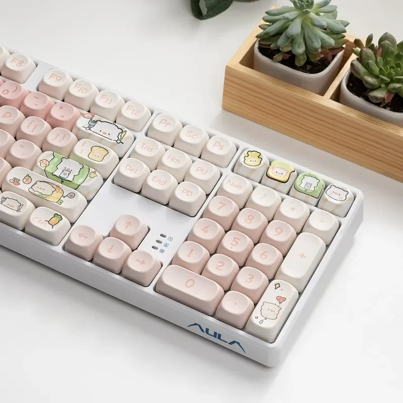 Aula F3108 Key Three Mode Mechanical Keyboard Rgb Cherry Blossom Axis Cartoon Cute Girl Notebook Computer Office Game Keyboard