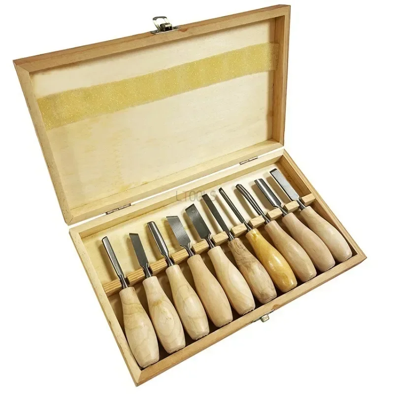 130mm 10pc/set Mini Sculpture Chisel Set Carpentry DIY Circular Handle Carving Knife Tool Precision Wood Cutter Engraving Chisel