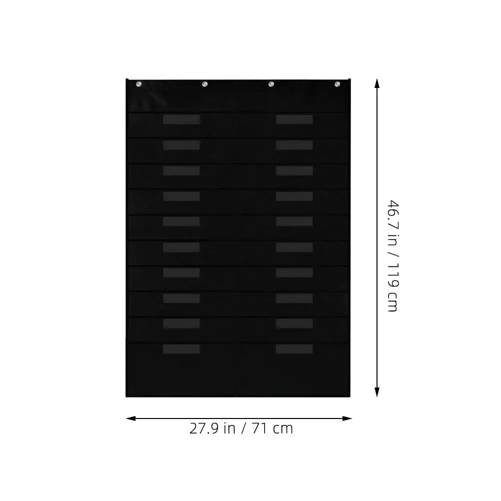Wall Mounted File Organizer for Classroom Office Door Storage Spacious Design Simple Installation Sleek Appearance Black Paper