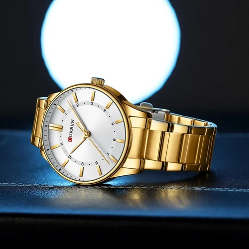Imagen 2 del producto Reloj CURREN 8430 de cuarzo clásico a la moda para hombre, relojes informales de negocios de acero inoxidable dorados simples luminosos para hombre, reloj para hombre