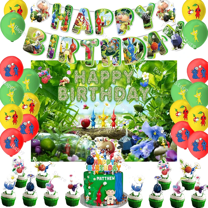 Das Spiel Pikmin Geburtstags feier Dekorationen Pikmin Ballon Banner Hintergrund Kuchen Topper Party liefert Baby party