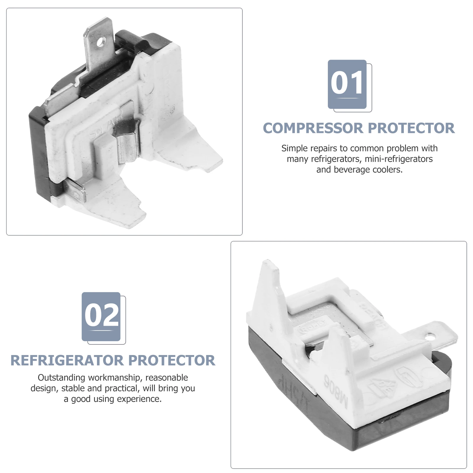 

2Pcs Refrigerator Overload Protector Compressor Start Protector for Mini Fridge Freezer Wine Cooler Beverage Cooler Replacement