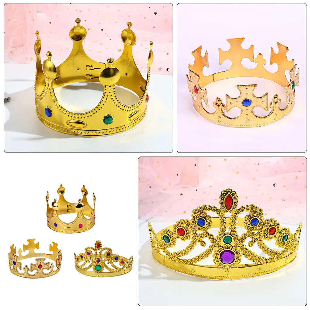 

3pcs Kids Crown Headband ABS Lightweight Childrens Party Hair Ornaments Girl Birthday Tiara Elegant Headdress Prom Accessories