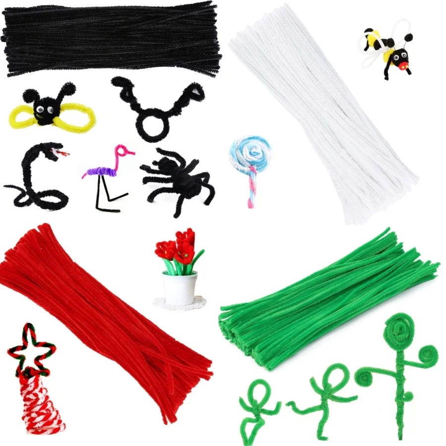 

MIUSIE 100 шт. очистители труб с синельным стержнем, однотонные очистители для труб, набор для очистителей труб, сделай сам, художественные ремесленные украшения, синель