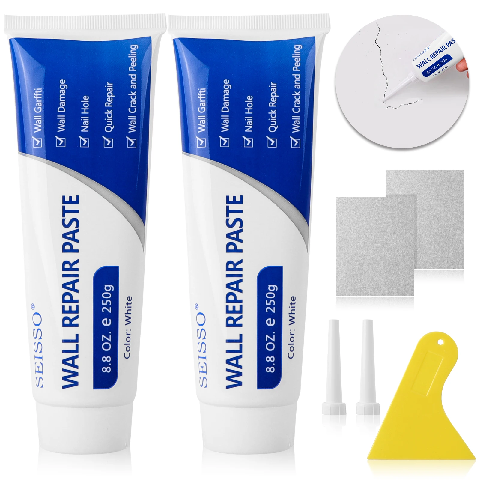 Wall Repair Kit for Hole Cracks and Graffiti, Plaster Safe Repair Non-Toxic Instant Self Adhesive Drywall Repair Kit