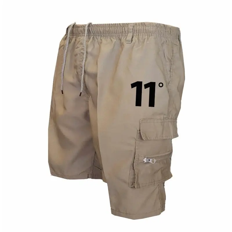 Calções de carga ao ar livre masculino macacão cintura elástica ciclismo shorts multi-bolsos solto trabalho shorts praia esporte impresso calças