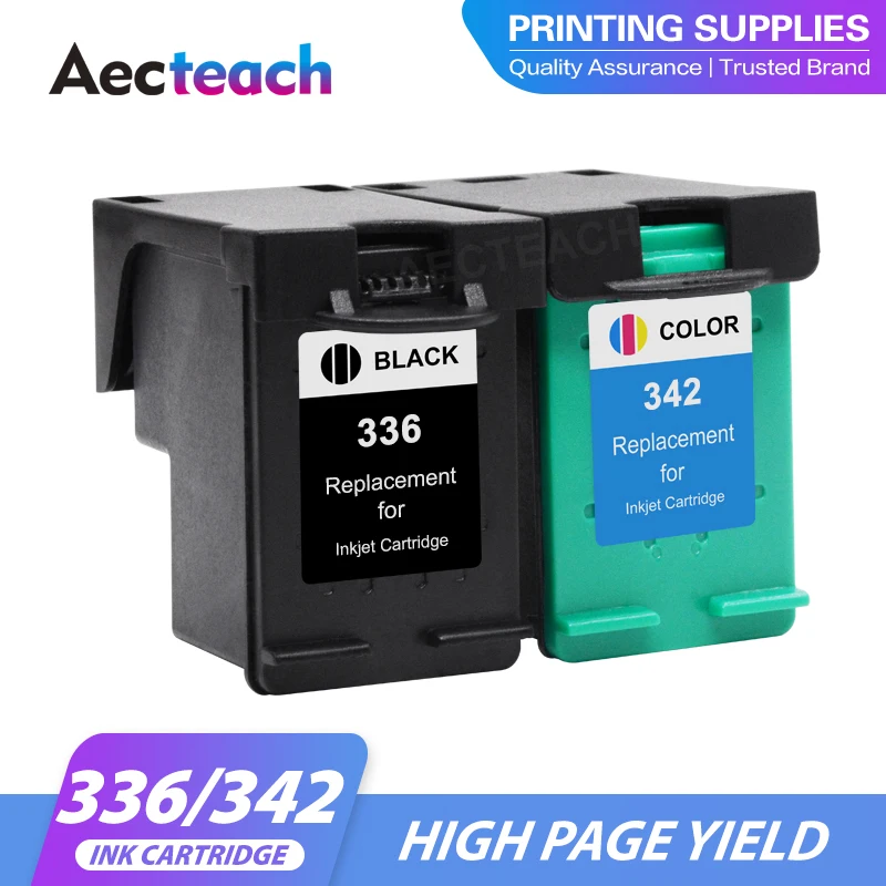 Aecteach Ink Cartridge 336 342 Replace for hp336 hp342 hp Deskjet 5440 PSC1510 Photosmart 1500 C3100 C3180 D5420 6310 printer