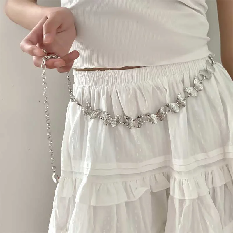 

New Y2K Butterfly Tassel Metal Waist Chain Single Layer Body Chain Women's Party Fashion Jewelry Gift