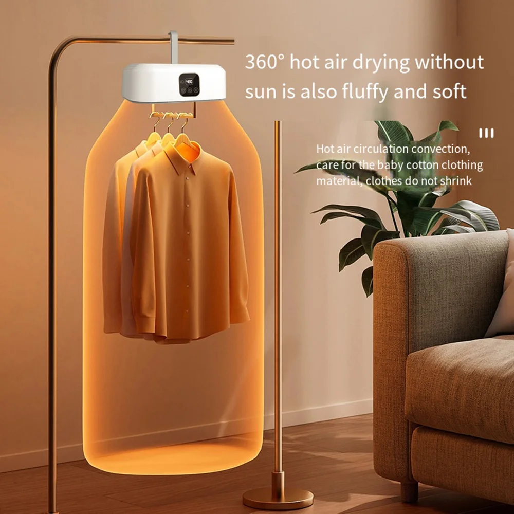 Portable Clothes Dryer, 600W Smart Remote Control, RV, Travel, Housekeeping, Compact Foldable, with Drying Bag