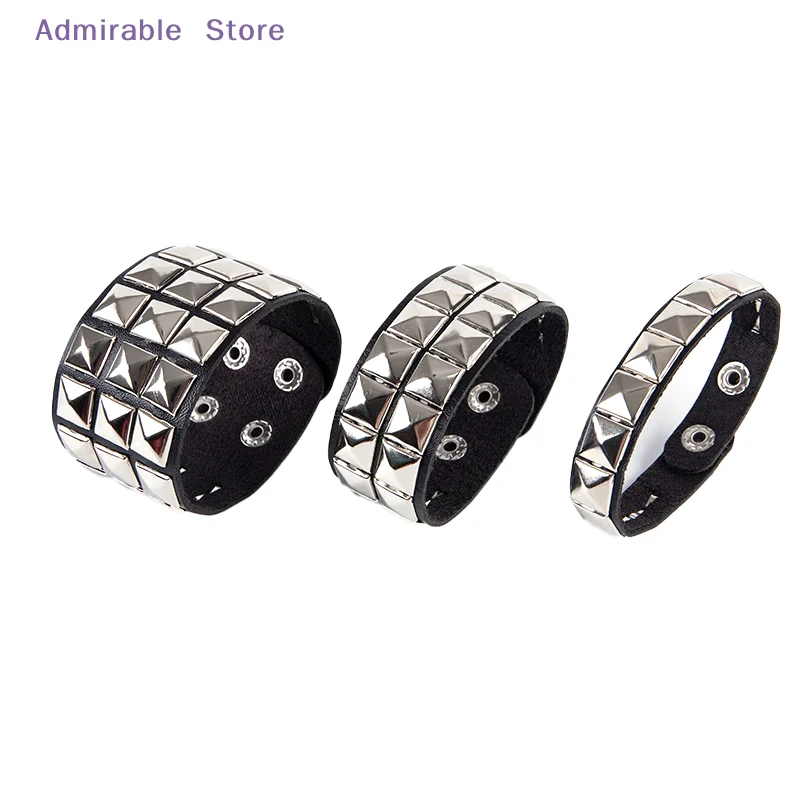 wUnique Rivet Stud Wide Cuff Punk Gothic Rock Unisex Bangle Bracelet Men Jewelry