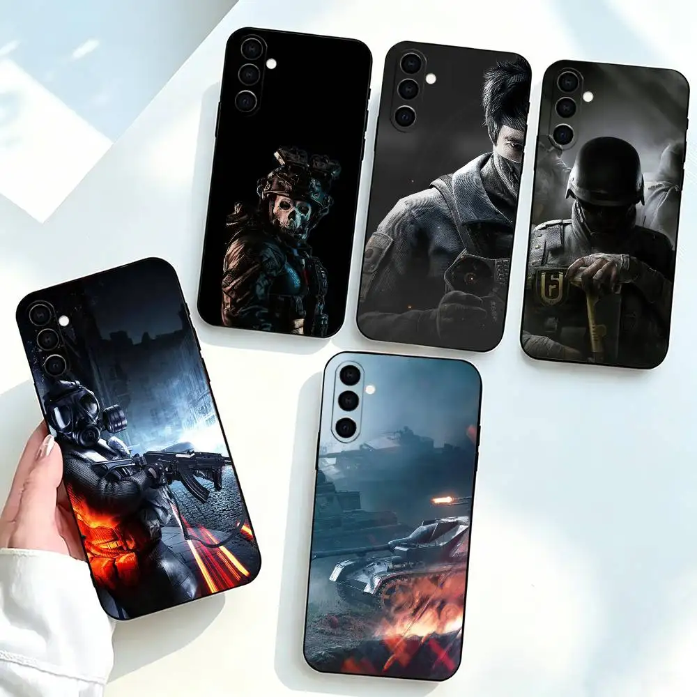 Game-e BattlefieldS Phone Case For Samsung Galaxy A73,A72,A71,A70,A53,A52,A51,Soft Silicone Black Cover