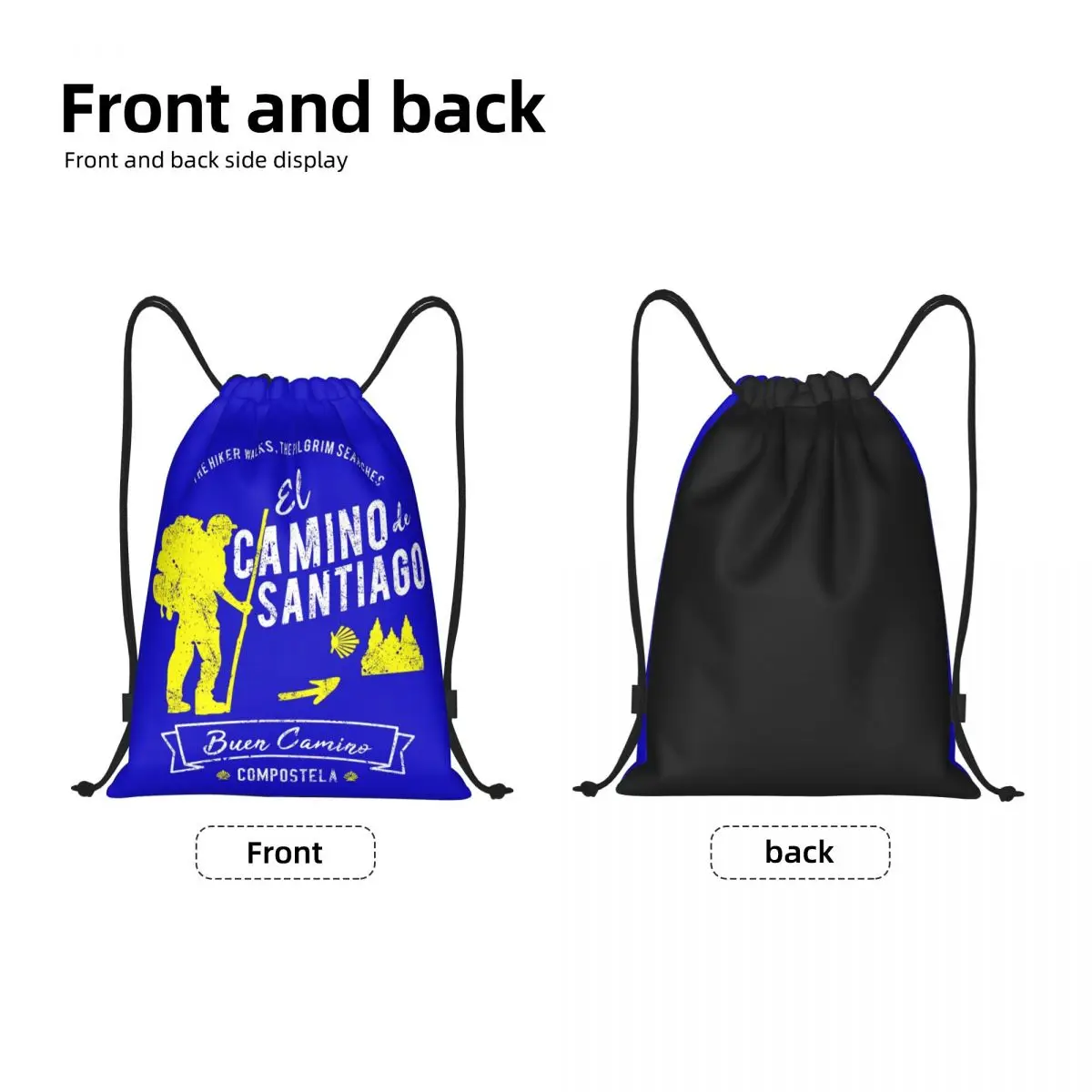 Custom Buen Camino De Santiago Drawstring Backpack Sports Gym Bag for Women Men Compostela Peregrino Training Sackpack