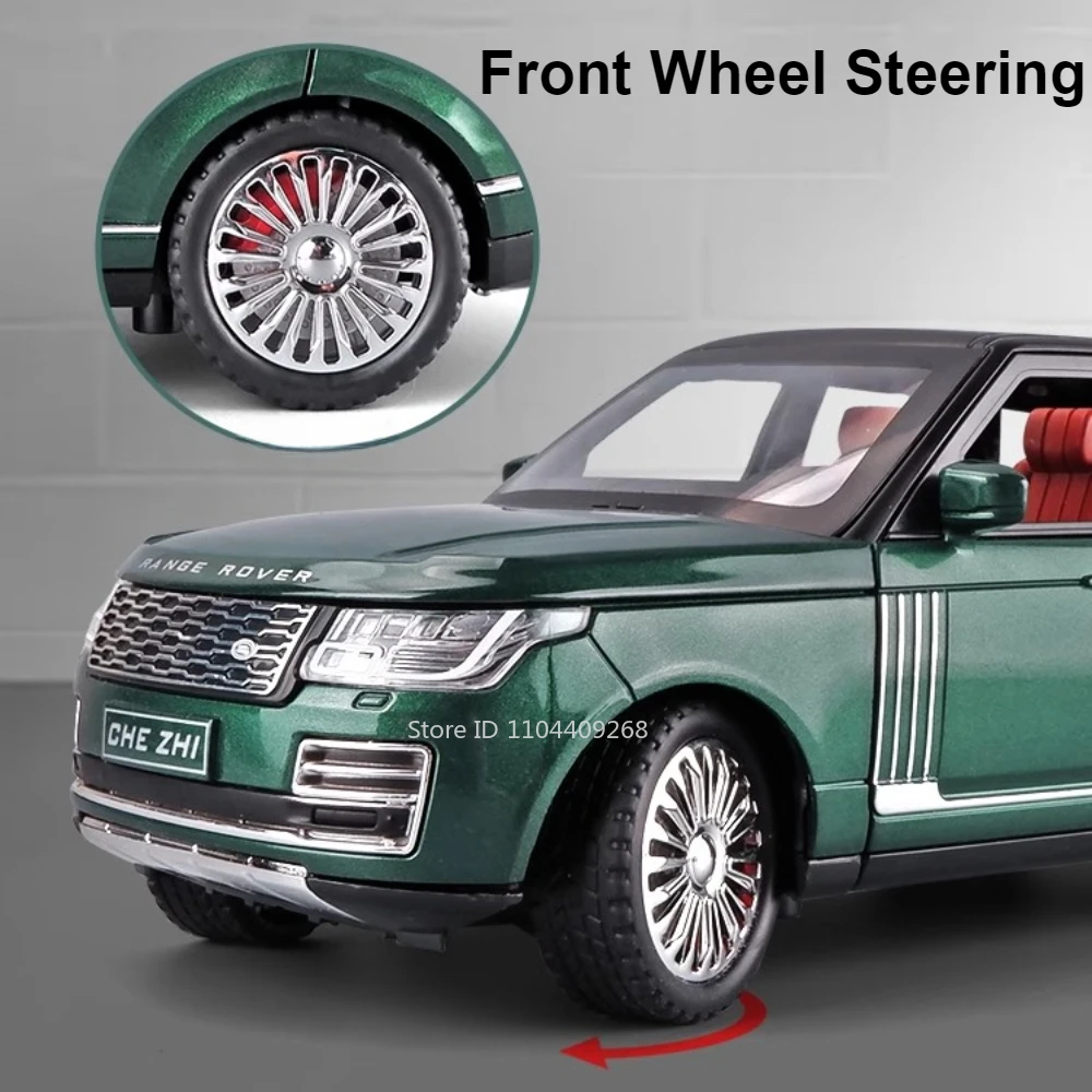 Land Rover Range Rover Defender 6x6, échelle 1:24, modèle de voiture, jouets en alliage moulé sous pression, Absorption des chocs, son et lumière, cadeau pour garçon