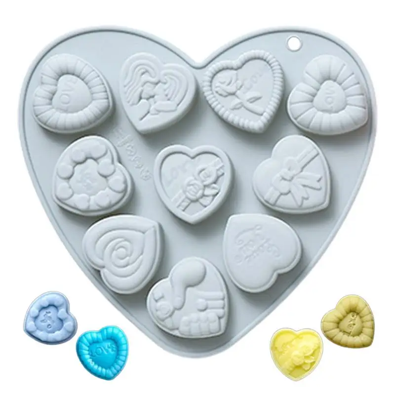 Heart Shape Silicone Baking Molds 10 Grid Love Heart Shaped Mould Mold Heart Silicone Cake Chocolate Mold Home Table Decorations