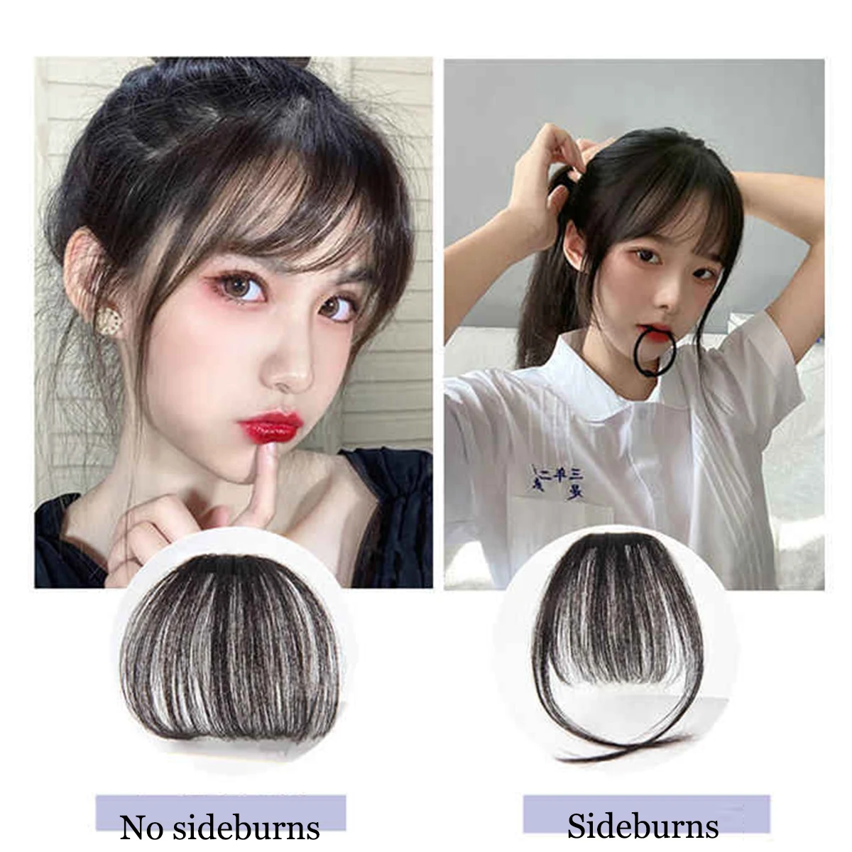 BeautyEnter Synthetic Fake Synthetic Air Bangs Clip-In Hair Extension Fringe False Blunt Hairpiece for Women Clip In Front Hair