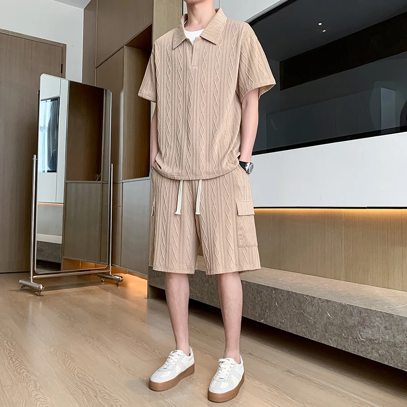 

T shirts+Shorts men Summer Men Fashion set Plus Size Fit High-Quality Breathable Casual Comfortable Two-Piece Sets men