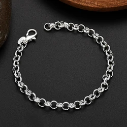 Jolis bracelets cercle en argent regardé 925 pour hommes et femmes, bijoux fantaisie, fête de mariage, cadeaux de Noël, 4mm, 20cm
