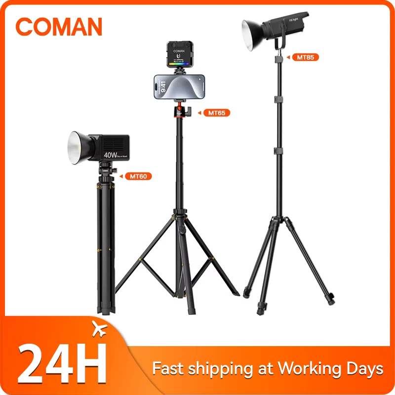 

COMAN MT-60 65 85 1.9M Aluminium Alloy Retractable Portable LED Light Stand Tripod For LED Light Flash Softbox Travel Monopod