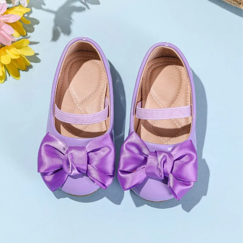 Spring Autumn Girls Shiny Bow Princess Shoes Children Soft-soled Shallow Mary Jane Shoes Kids Casual Slip-on Loafers Casual Shoe