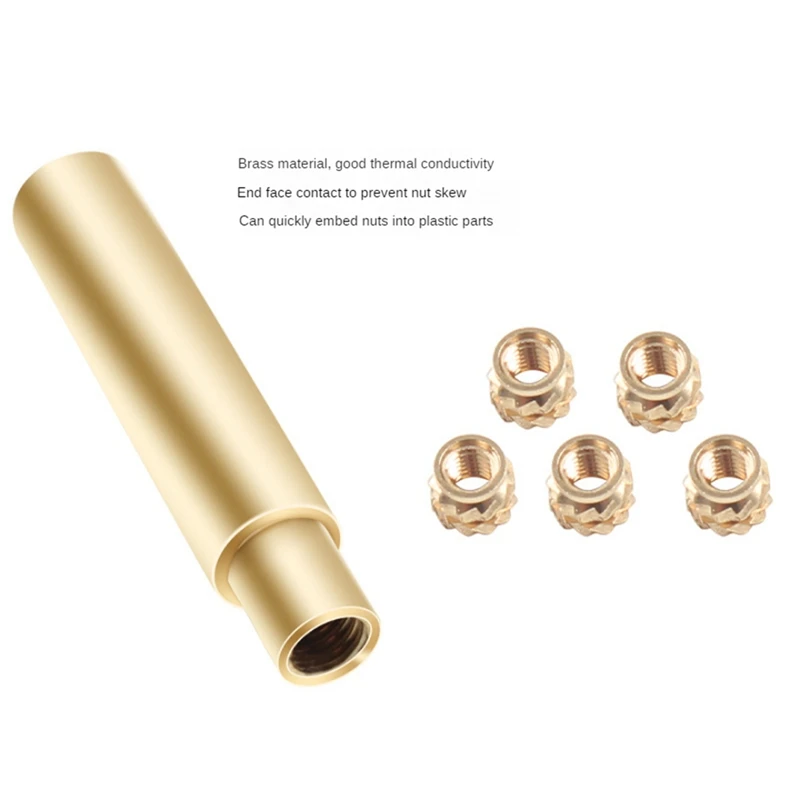 Heat Insert Nut Iron Tip M2-M8 Brass Thread Embedded Kit Heat Insertion Tool With M3 Nut For 3D Printer Soldering Iron Durable